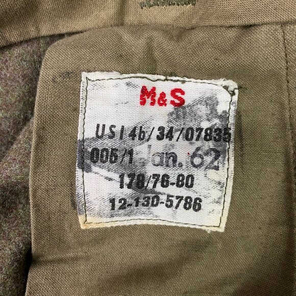 NWOT Vintage 1962 M&S German Military Pants Mens 28 x 30 Olive Cargo Wool Heavy - Picture 8 of 14